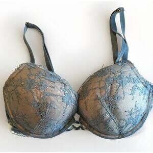 Victorias Secret Blue Velvet Push Up Bra Sz 34 D